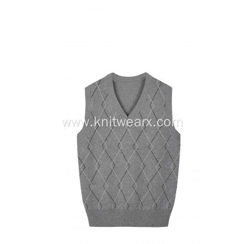 Boy's Knitted Diamond Front V-Neck School Vest